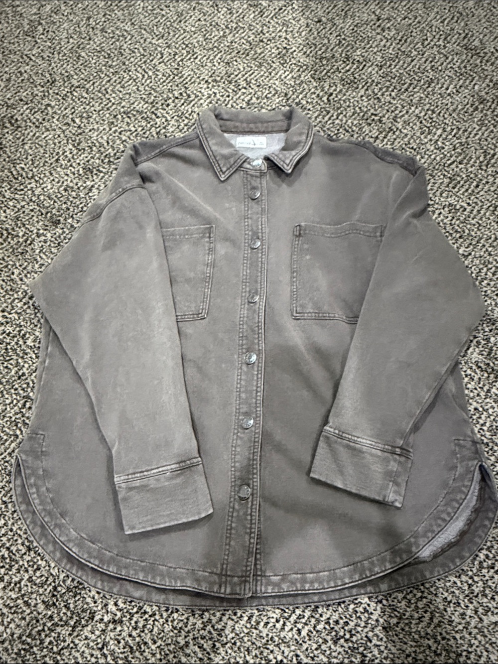 Be cool brown acid wash sweatshirt jacket